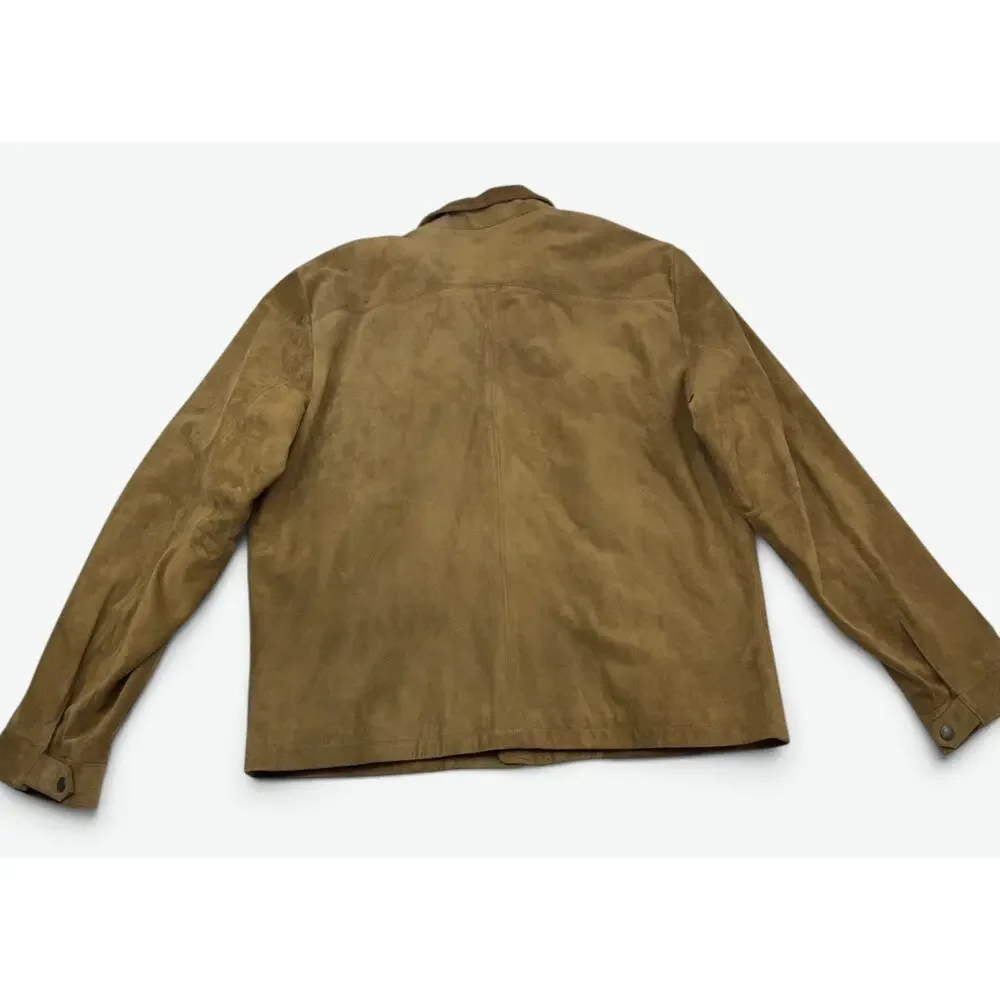 Banana Republic Suede Leather Jacket Mens XL Brown Travel Safari VTG with Tags